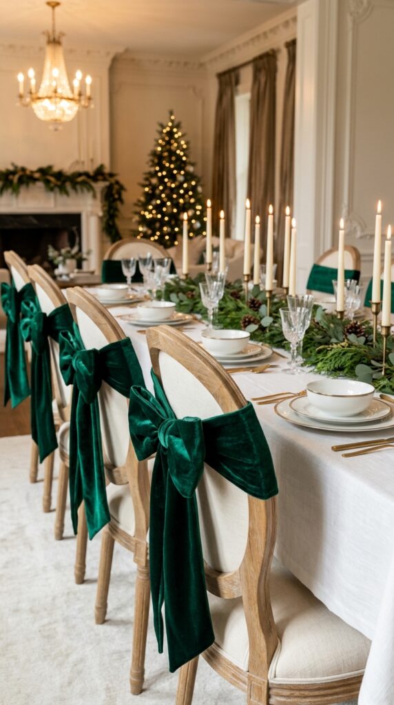 Emerald Velvet Chair Bows