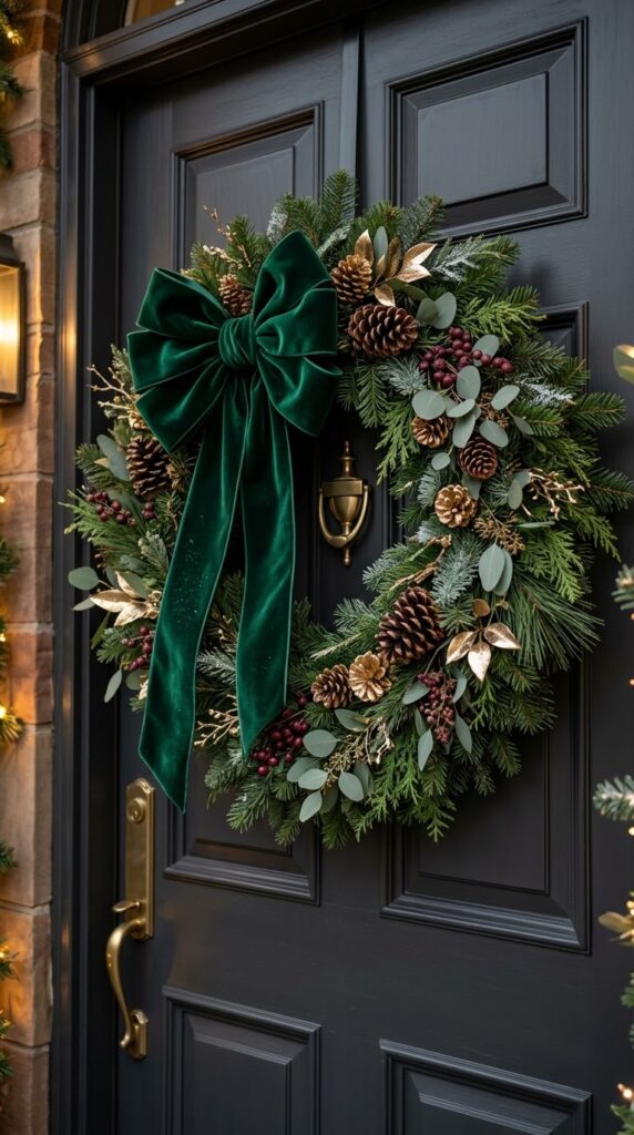 Emerald Velvet Ribbon Wreath