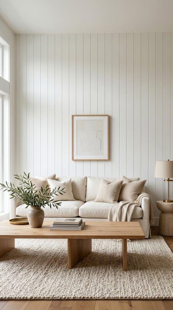 Entryway Vertical Shiplap with Hooks and a Bench
