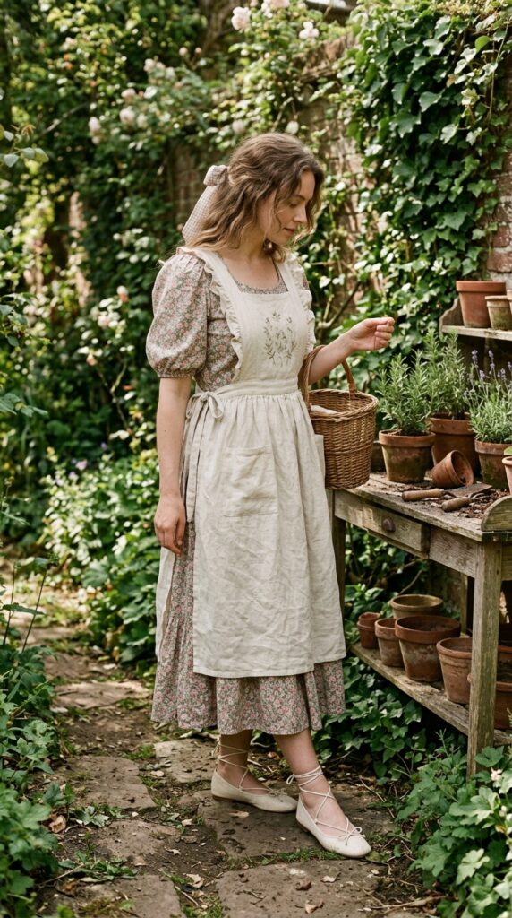 Floral Dress with a Vintage Apron-Inspired Layer