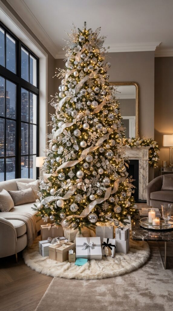Luxury Silver Chrome Christmas Tree