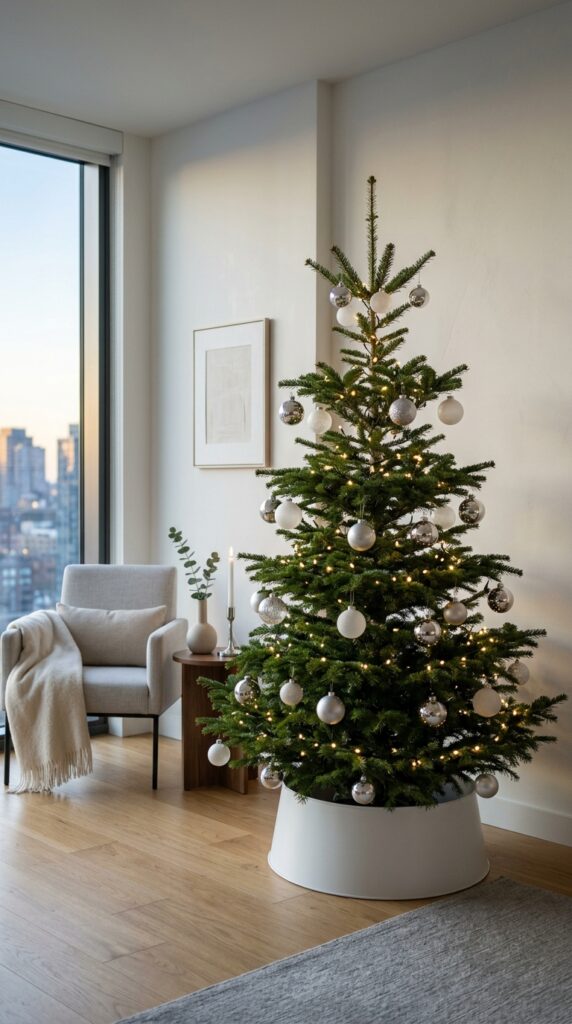Minimalist Silver Chrome Christmas Tree