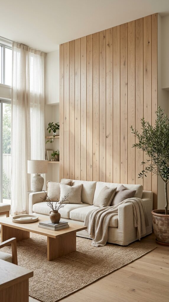 Natural Wood Vertical Shiplap Paneling