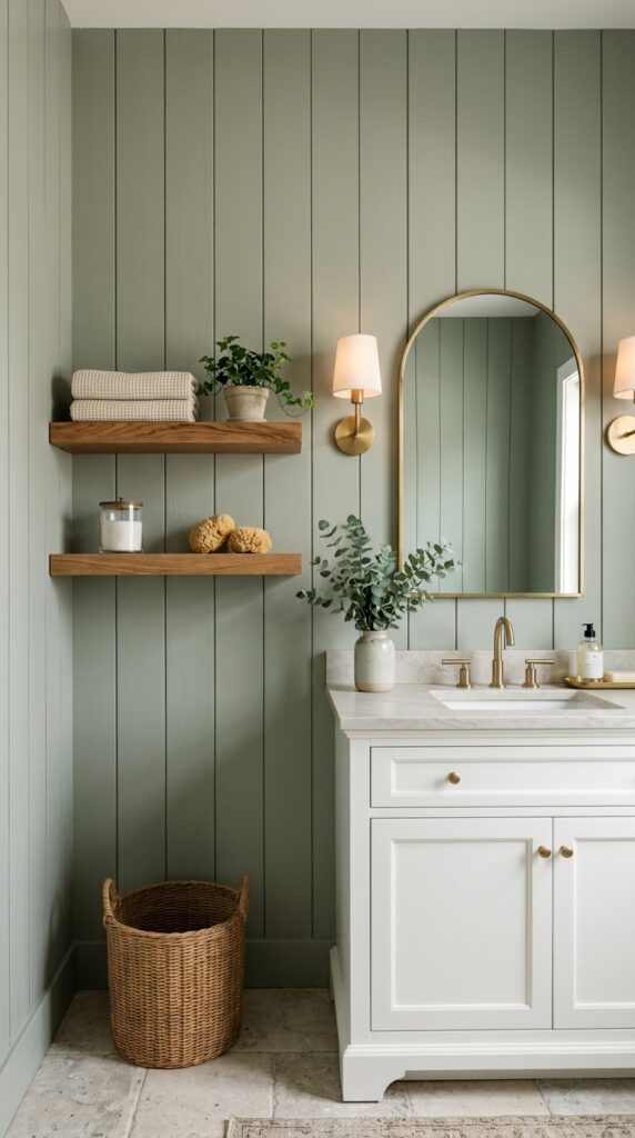 Sage Green Vertical Shiplap Walls