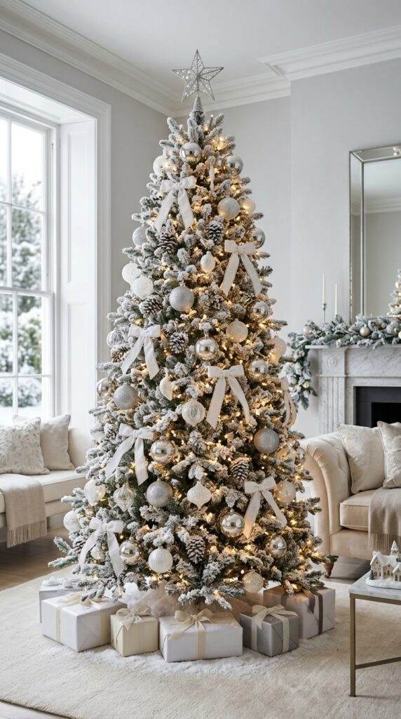 Silver Chrome and White Christmas Tree
