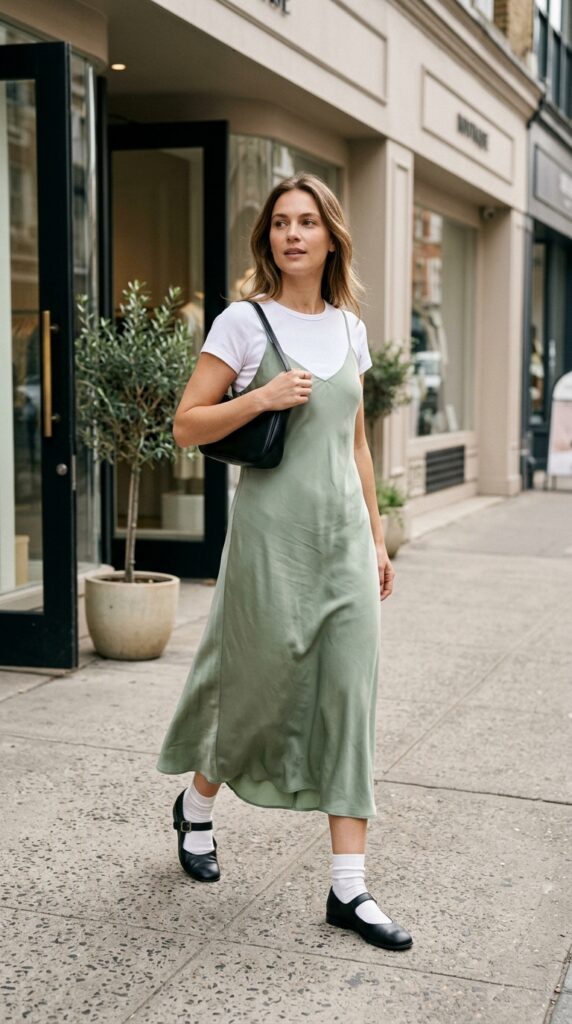 Slip Dress with a Baby Tee
