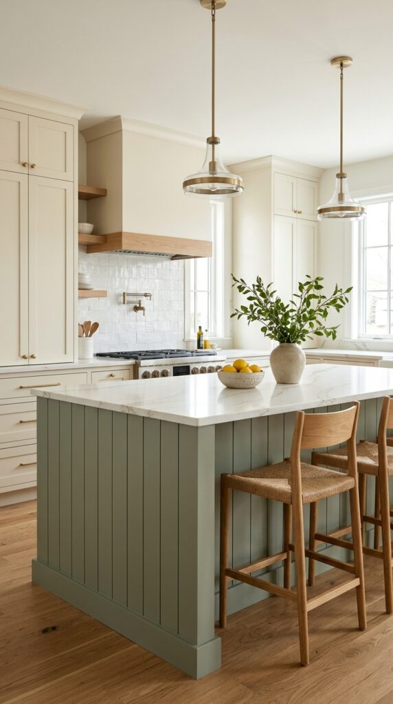 Vertical Shiplap Kitchen Island Paneling